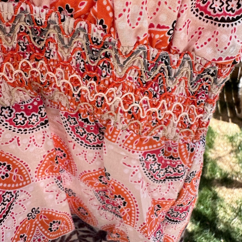 Luv Stori Embroidered Halter Racerback Tank Top Blouse Boho Concert Large - Picture 8 of 11